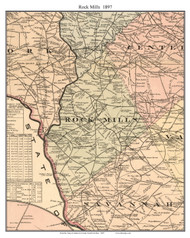 Rock Mills, South Carolina 1897 Old Town Map Custom Print - Anderson Co.