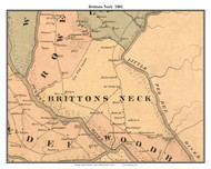 Brittons Neck, South Carolina 1882 Old Town Map Custom Print - Marion Co.