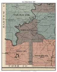 Sixes, Georgia 1895 Old Town Map Custom Print - Cherokee Co.