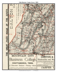 12 District Cedar Grove, Georgia 1893 Old Town Map Custom Print - Walker Co.