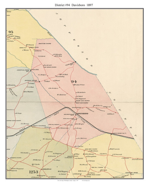 District 94 Davisboro, 1897 Old Town Map Custom Print Washington Co. OLD MAPS