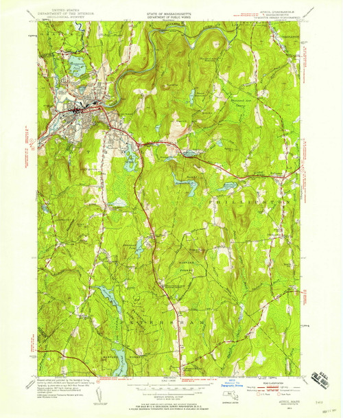Athol, Massachusetts 1954 (1958) USGS Old Topo Map Reprint 7x7 MA Quad
