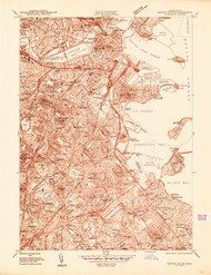 Boston South, Massachusetts 1944 (1944) USGS Old Topo Map Reprint 7x7 MA Quad 350033