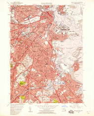 Boston South, Massachusetts 1956 (1958) USGS Old Topo Map Reprint 7x7 MA Quad 350035