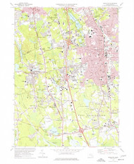 Brockton, Massachusetts 1975 (1977) USGS Old Topo Map Reprint 7x7 MA Quad 350044