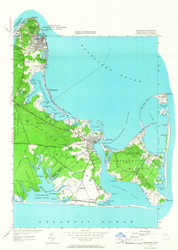 Edgartown, Massachusetts 1951 (1966) USGS Old Topo Map Reprint 7x7 MA Quad 350122