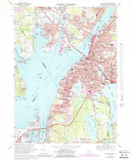 Fall River, Massachusetts 1967 (1988) USGS Old Topo Map Reprint 7x7 MA Quad 350129