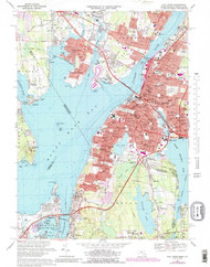 Fall River, Massachusetts 1967 (1988) USGS Old Topo Map Reprint 7x7 MA Quad 350130