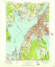 Fall River, Massachusetts 1949 (1957) USGS Old Topo Map Reprint 7x7 MA Quad 350131