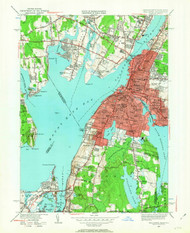 Fall River, Massachusetts 1949 (1963) USGS Old Topo Map Reprint 7x7 MA Quad 350132