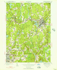 Franklin, Massachusetts 1945 (1956) USGS Old Topo Map Reprint 7x7 MA Quad 350148