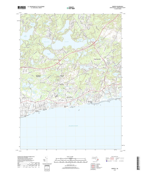 Harwich, Massachusetts 2018 () USGS Old Topo Map Reprint 7x7 MA Quad OLD MAPS