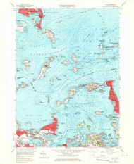 Hull, Massachusetts 1958 (1966) USGS Old Topo Map Reprint 7x7 MA Quad 350220