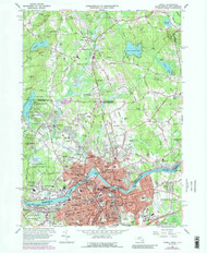 Lowell, Massachusetts 1966 (1989) USGS Old Topo Map Reprint 7x7 MA Quad 350244