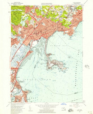 Lynn, Massachusetts 1956 (1957) USGS Old Topo Map Reprint 7x7 MA Quad 350255