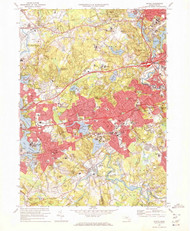Natick, Massachusetts 1970 (1972) USGS Old Topo Map Reprint 7x7 MA Quad 350352