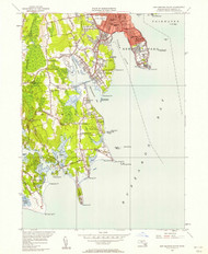 New Bedford South, Massachusetts 1948 (1958) USGS Old Topo Map Reprint 7x7 MA Quad 350360