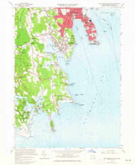 New Bedford South, Massachusetts 1963 (1965) USGS Old Topo Map Reprint 7x7 MA Quad 350361