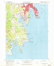 New Bedford South, Massachusetts 1963 (1973) USGS Old Topo Map Reprint 7x7 MA Quad 350362