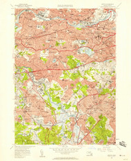 Newton, Massachusetts 1956 (1958) USGS Old Topo Map Reprint 7x7 MA Quad 350374