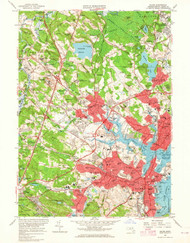 Salem, Massachusetts 1956 (1965) USGS Old Topo Map Reprint 7x7 MA Quad 350529