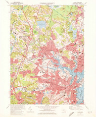 Salem, Massachusetts 1970 (1972) USGS Old Topo Map Reprint 7x7 MA Quad 350530