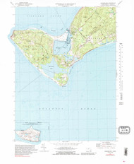 Squibnocket, Massachusetts 1972 (1989) USGS Old Topo Map Reprint 7x7 MA Quad 350618
