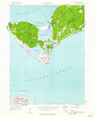 Squibnocket, Massachusetts 1951 (1981) USGS Old Topo Map Reprint 7x7 MA Quad 350619