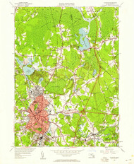 Taunton, Massachusetts 1949 (1958) USGS Old Topo Map Reprint 7x7 MA Quad 350631
