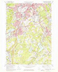 Worcester South, Massachusetts 1973 (1976) USGS Old Topo Map Reprint 7x7 MA Quad 350787