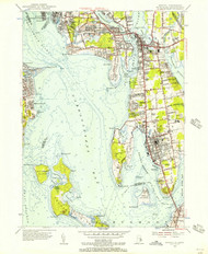 Bristol, Rhode Island 1955 (1955) USGS Old Topo Map Reprint 7x7 MA Quad 353247
