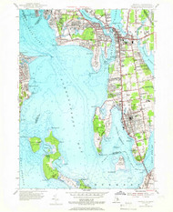 Bristol, Rhode Island 1955 (1966) USGS Old Topo Map Reprint 7x7 MA Quad 353248