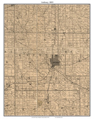 Anthony, Kansas 1893 Old Town Map Custom Print - Harper Co.