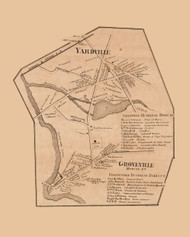 Yardville & Groveville Villages, New Jersey 1860 Old Town Map Custom Print - Mercer Co.