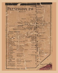 Pennington - Hopewell, New Jersey 1860 Old Town Map Custom Print - Mercer Co.