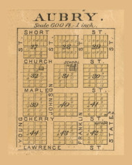 Aubry Village, Kansas 1886 Old Town Map Custom Print - Johnson Co.