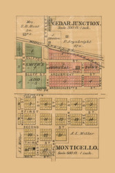 Cedar Junction and Monticello, Kansas 1886 Old Town Map Custom Print - Johnson Co.