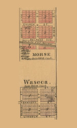 Morse and Waseca Villages, Kansas 1886 Old Town Map Custom Print - Johnson Co.
