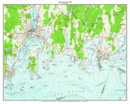 Mystic Seacoast - Mason Island - Lords Point -Wamphassuck Neck - 7x7 Coast 22 1958 - Custom USGS Old Topo Map - Connecticut