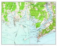 Stonington Seacoast - Lords Point - Pawcatuck Point - Watch Hill Rhode Island - 7x7 Coast 23 1953-1958 - Custom USGS Old Topo Map - Connecticut