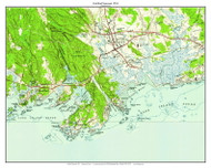 Guilford Seacoast - Mulberry Point -  Joshua Cove - 7x7 Coast 13 1954 - Custom USGS Old Topo Map - Connecticut