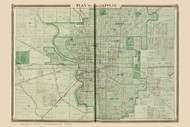 Indianapolis 1876 Baskin - Old Map Reprint - Indiana Cities