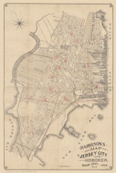 Jersey City and Hoboken 1894  - Old Map Reprint - New Jersey Cities