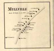 Millville - Porter Township, Pennsylvania 1865 Old Town Map Custom Print - Clarion Co. (BW)
