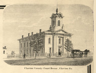 Clarion County Court House - Clarion Co., Pennsylvania 1865 Old Town Map Custom Print - Clarion Co. (BW)