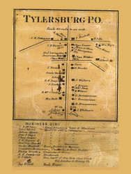 Tylersburg Village - Farmington Township, Pennsylvania 1865 Old Town Map Custom Print - Clarion Co. (Color)