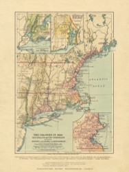 New England 1660 (1905) Old Map Reprint - Colonies
