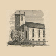 Episcopal Church - , New Jersey 1853 Old Town Map Custom Print - Morris Co.