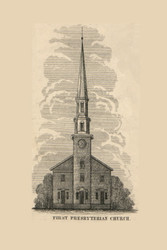 Presbyterian Church - , New Jersey 1853 Old Town Map Custom Print - Morris Co.