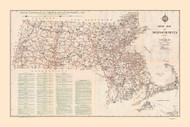 Massachusetts 1937 State Highway Map Reprint